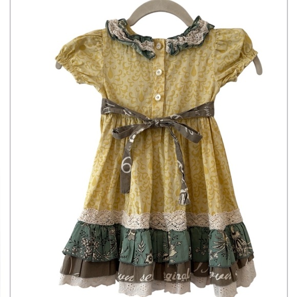 Mustard Pie  Darling Yellow & Green Flare Girls Dress Size 24 Months - Picture 2 of 11